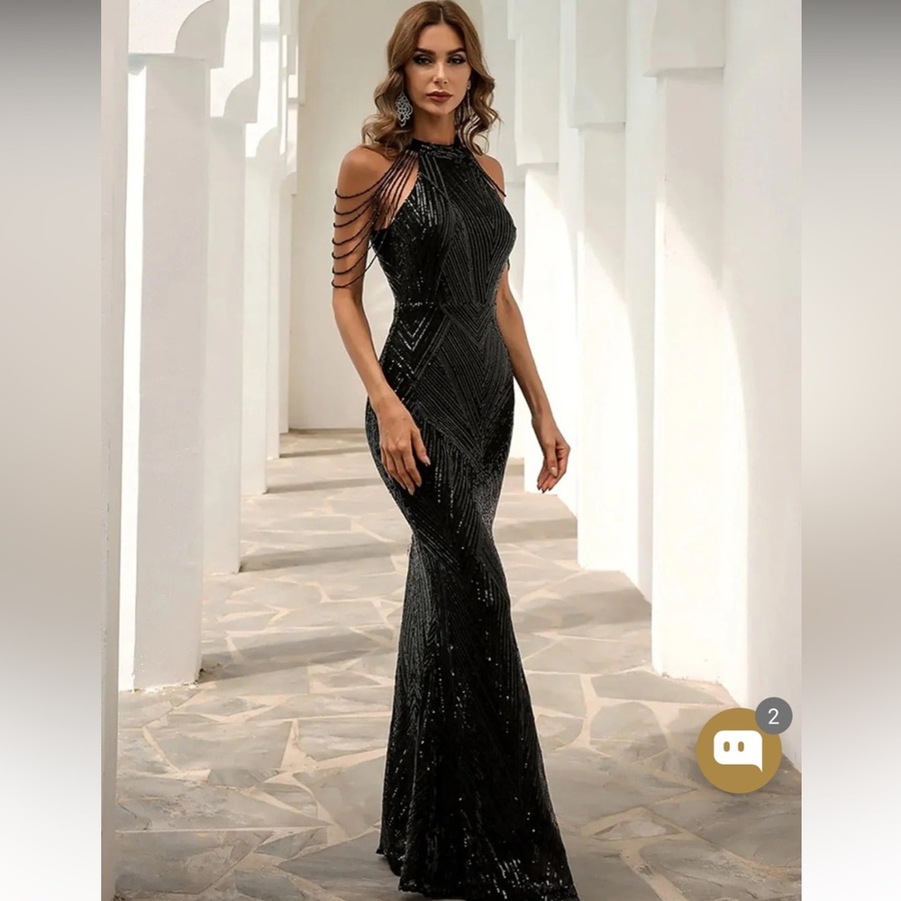 Elegant Black Sequin Gown